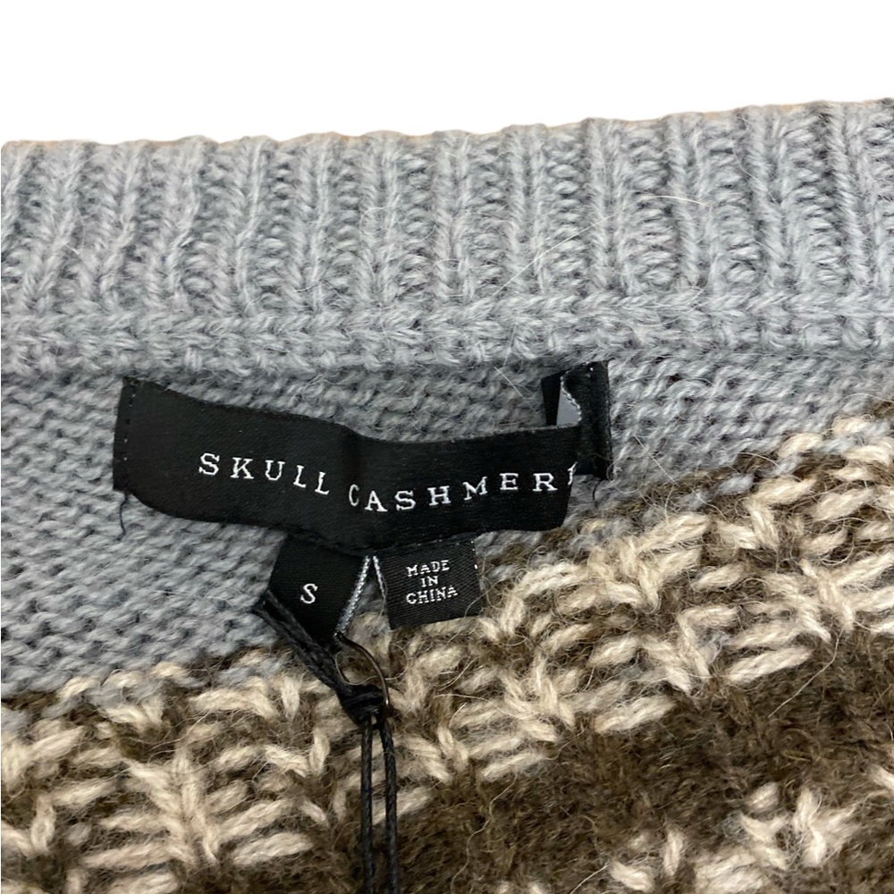 Skull Cashmere Lilian V-Neck Alpaca Wool Fair Isle Print Sweater Sz M - Picture 13 of 16